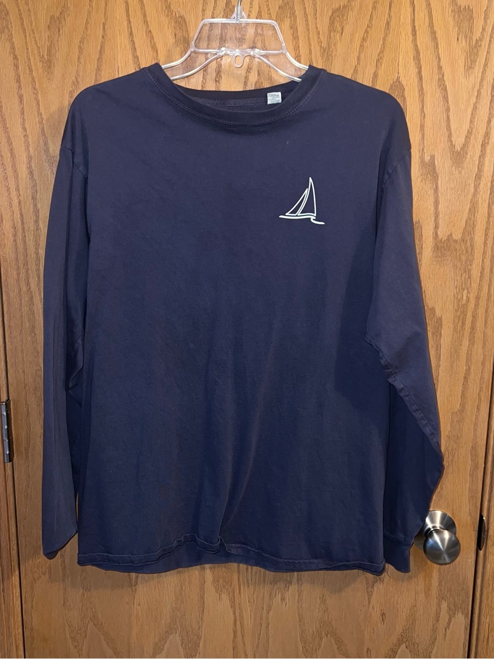 Navy Long-Sleeve Kids Tee with Sailboat Graphic